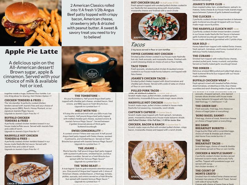 Joanie's Menu
