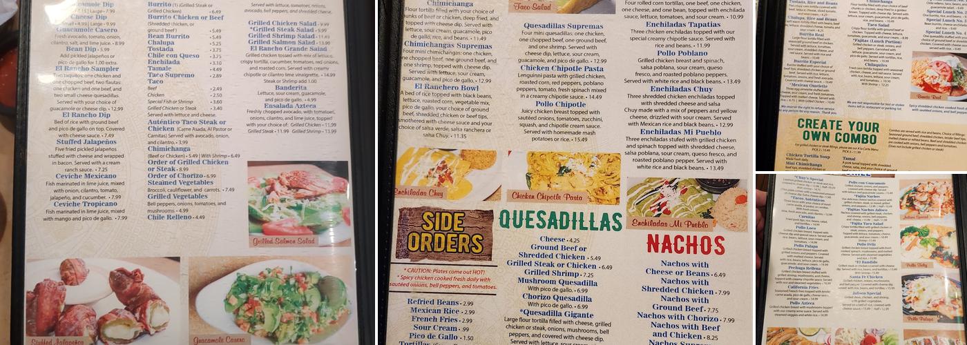 El Rancho Grande Menu
