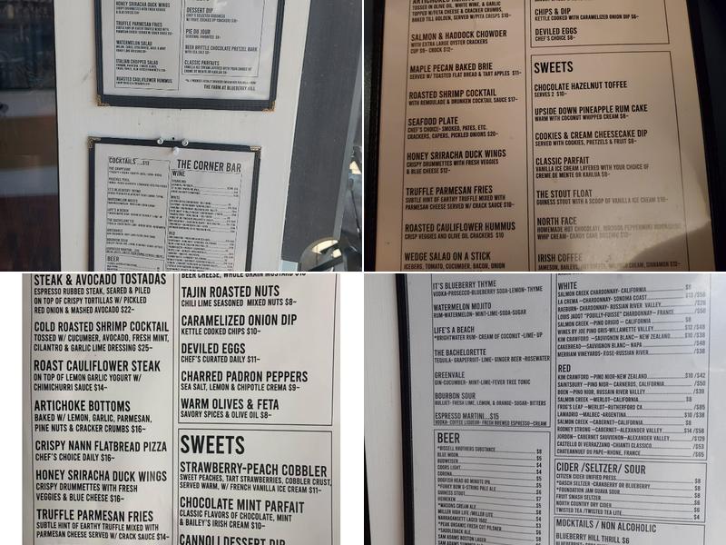 Corner Bar Menu