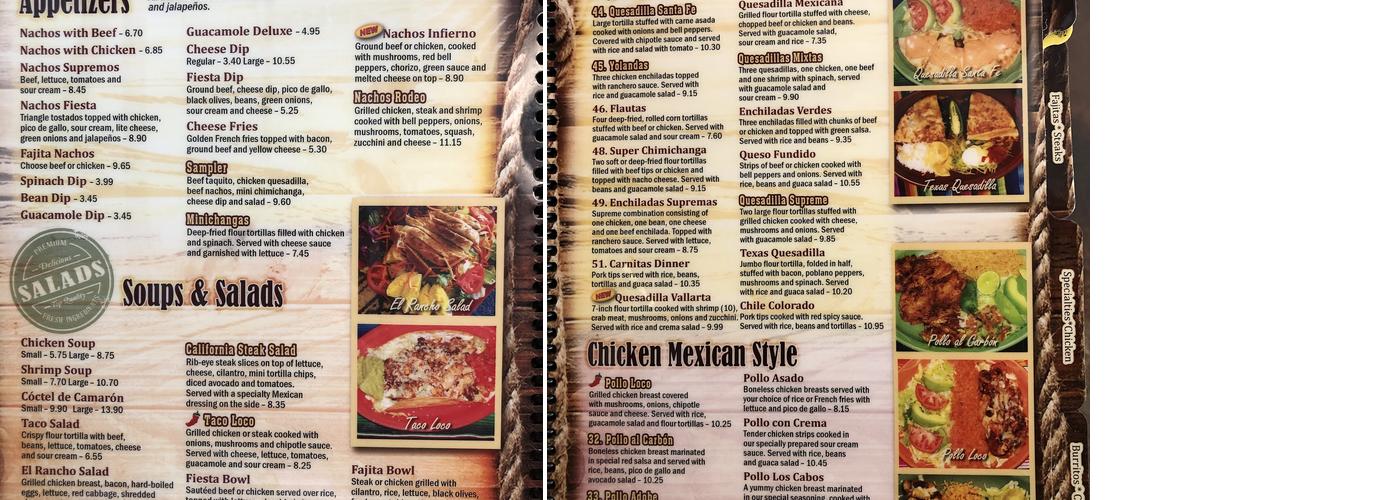 Rodeo Mexican restaurant Menu