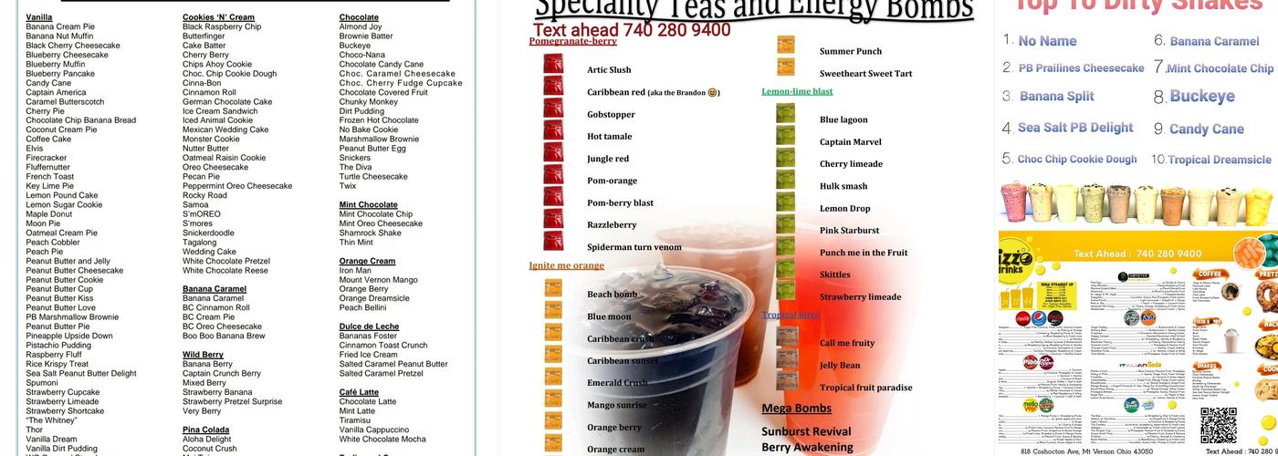 Fizze Drinks Menu