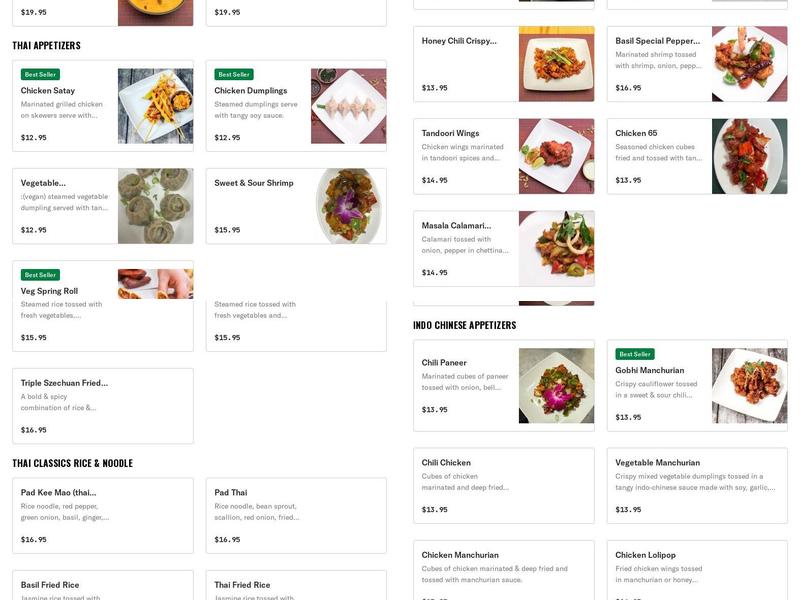 Basil Indian & Thai Grill Menu