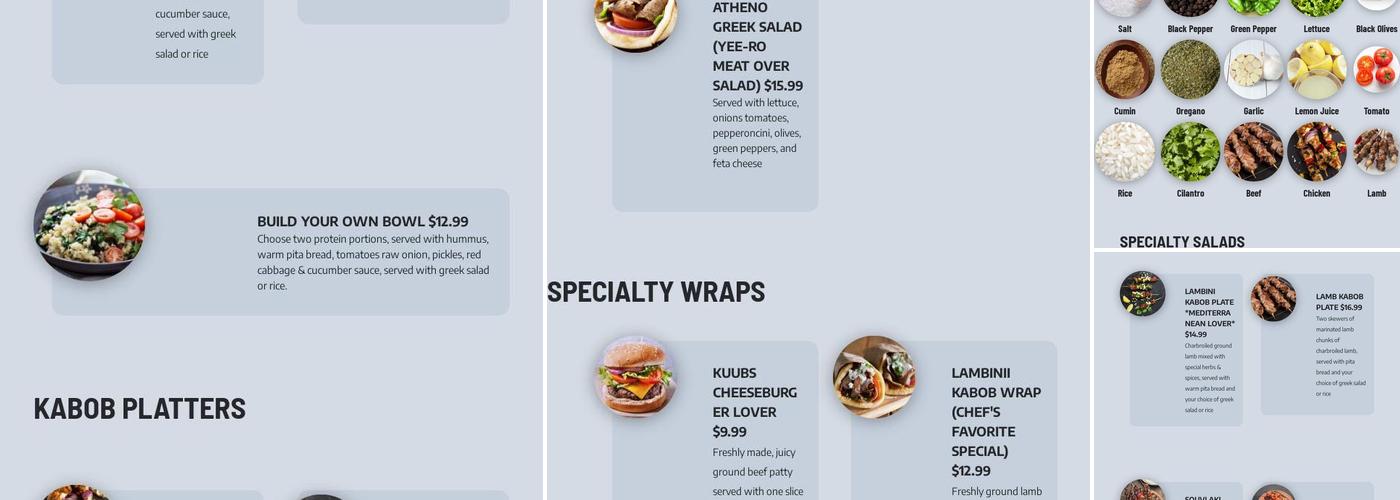 KUUBS MODERN MEDITERRANEAN Menu