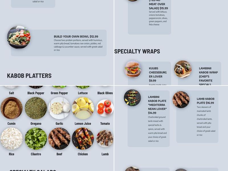 KUUBS MODERN MEDITERRANEAN Menu