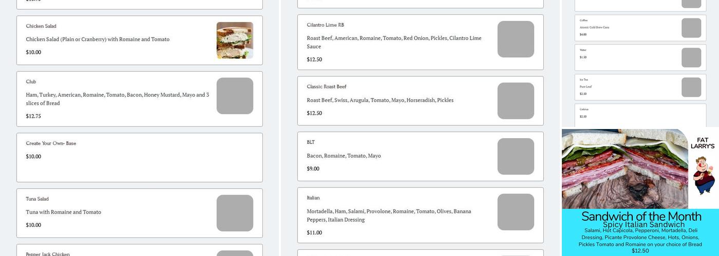 Fat Larry's Menu