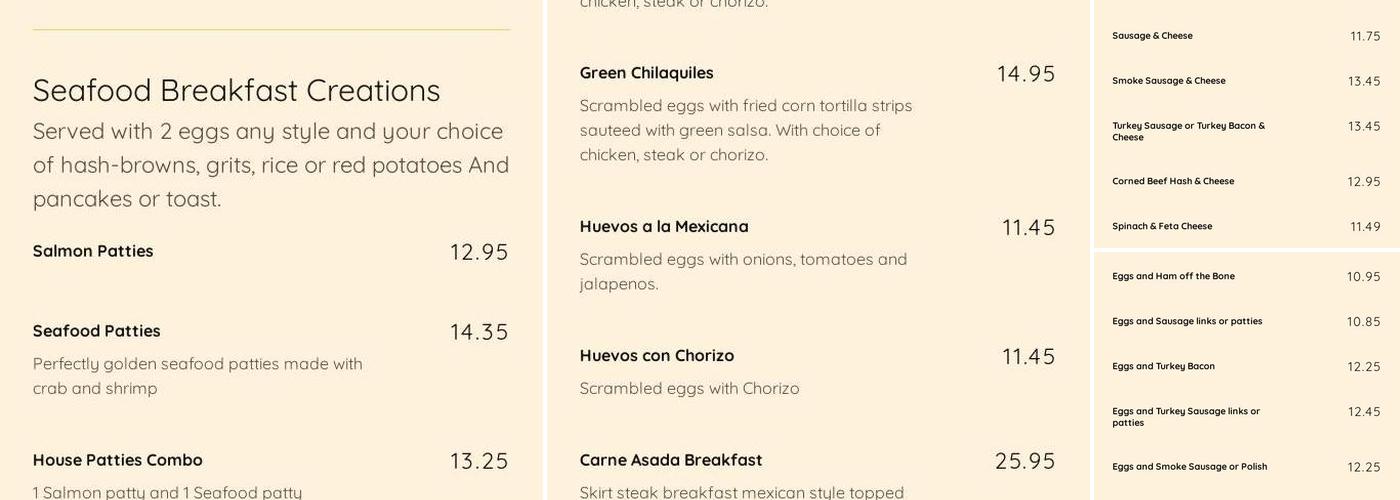 M&J's Breakfast House Menu