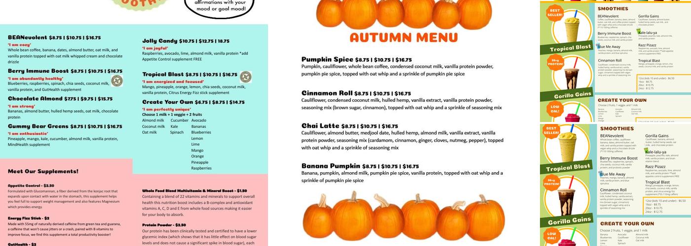 Wholesome Smoothies Menu