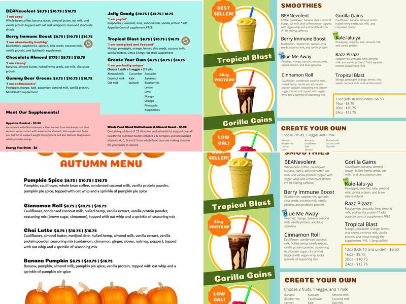 Wholesome Smoothies Menu