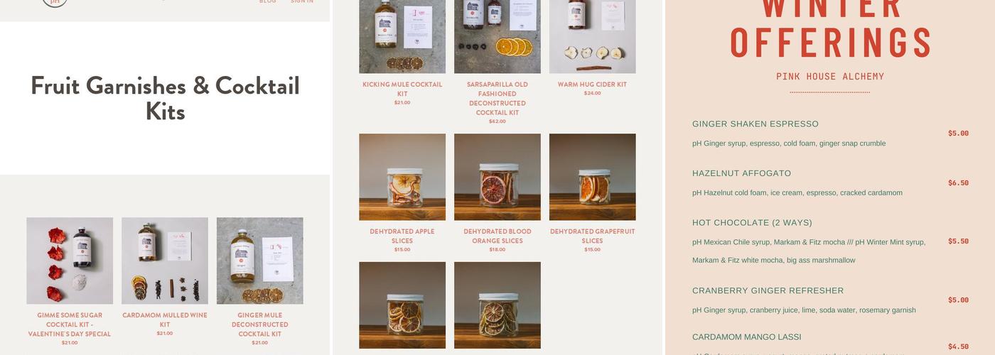 Pink House Alchemy Menu