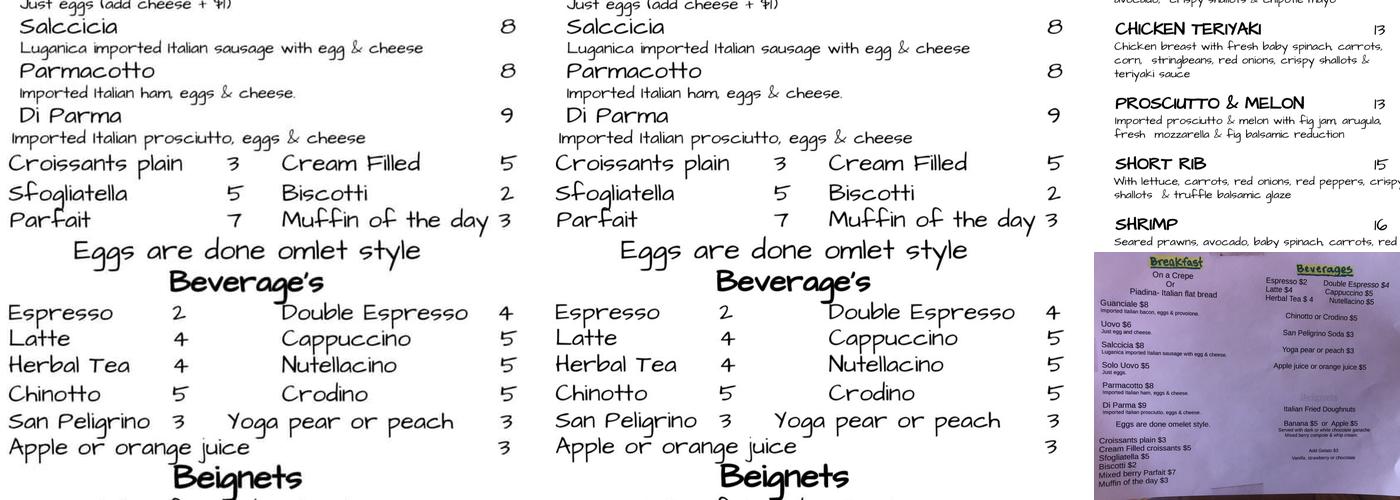 Chef Tony Raos Gourmet Menu