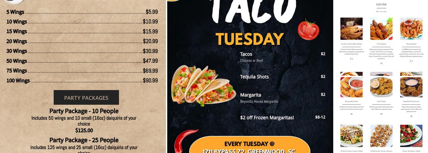 Beyond Daiquiris Menu