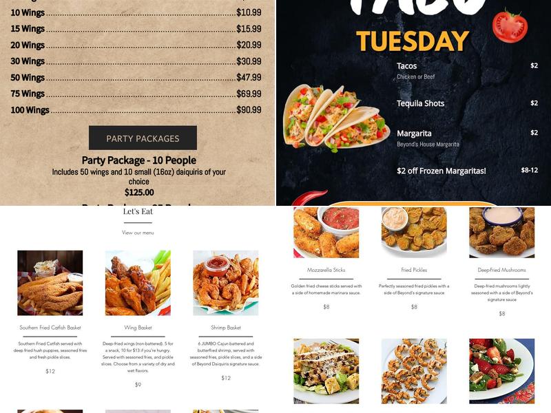 Beyond Daiquiris Menu