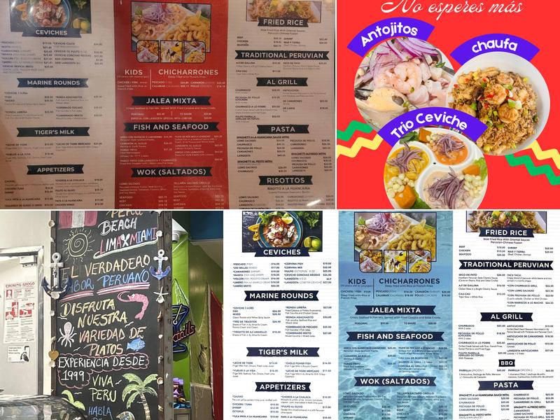 Ceviches Peru Beach Menu