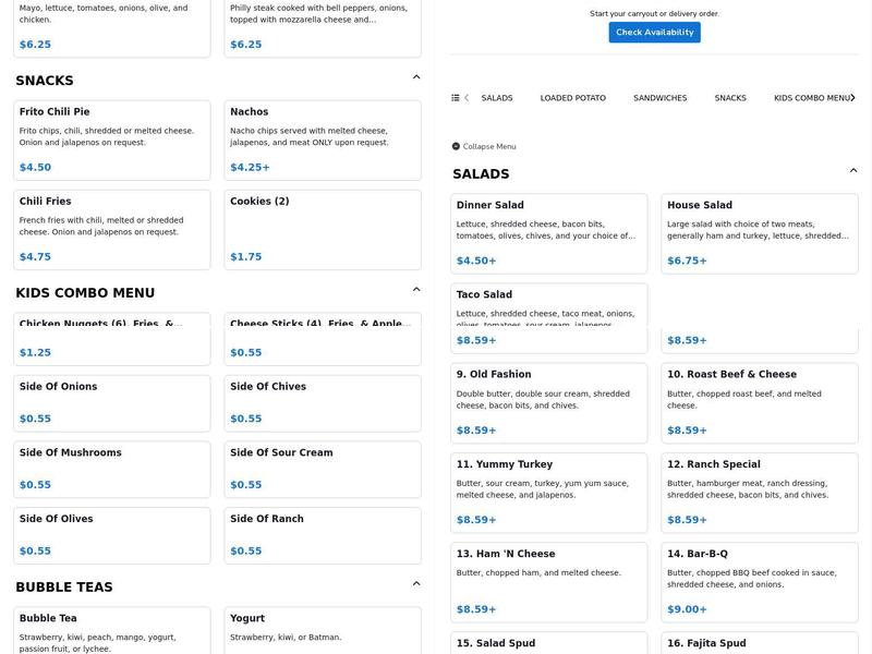 Potato Patch & Eden Bubble Tea Menu