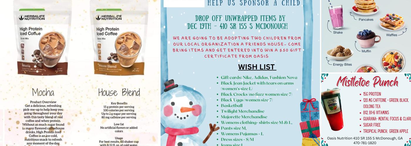 Oasis Nutrition Menu