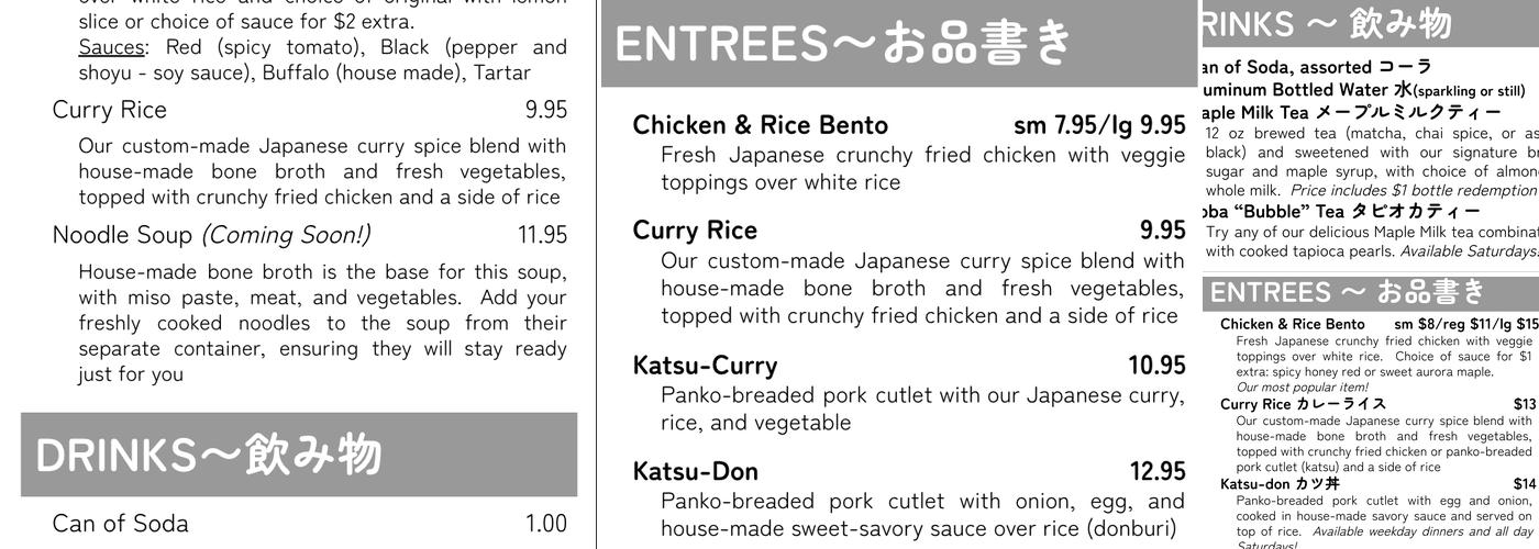 Kaiju Kitchen Menu