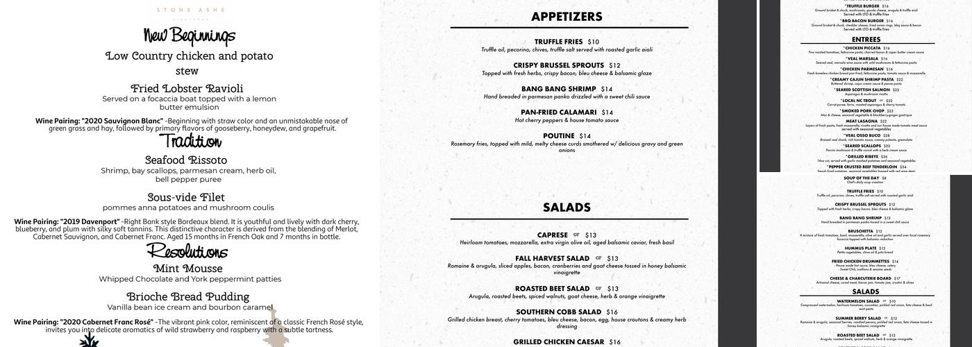 The View at Echo Mountain Inn Menu