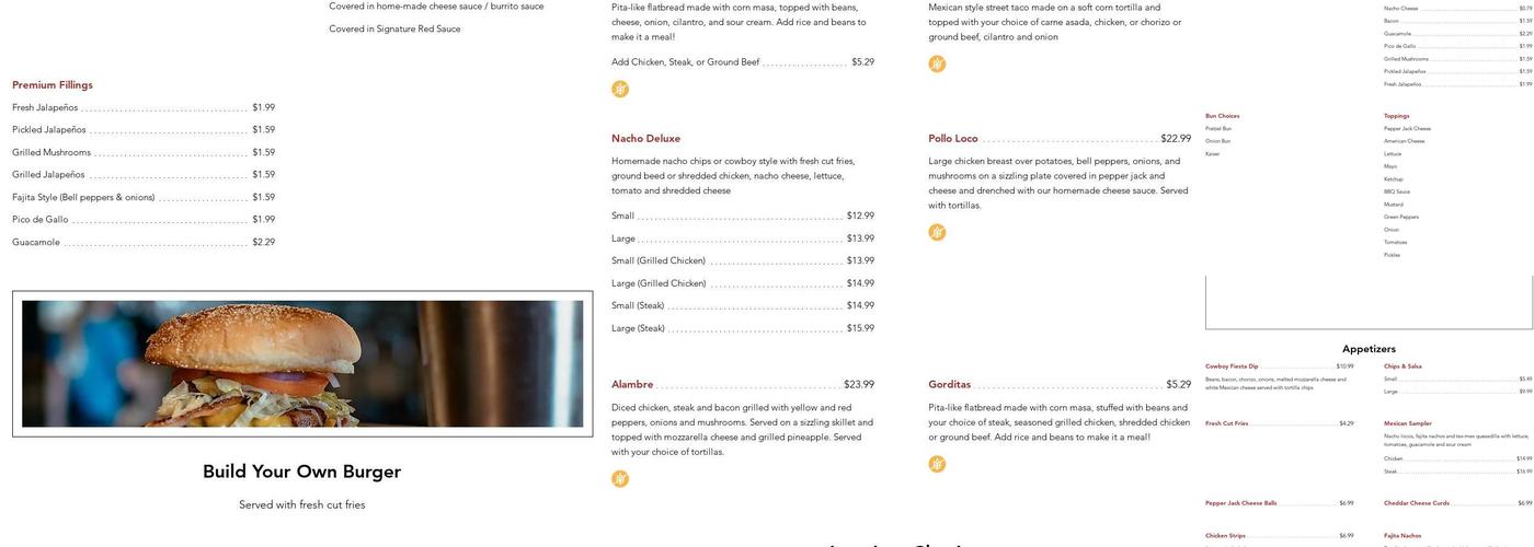 Crazy Cowboy Menu