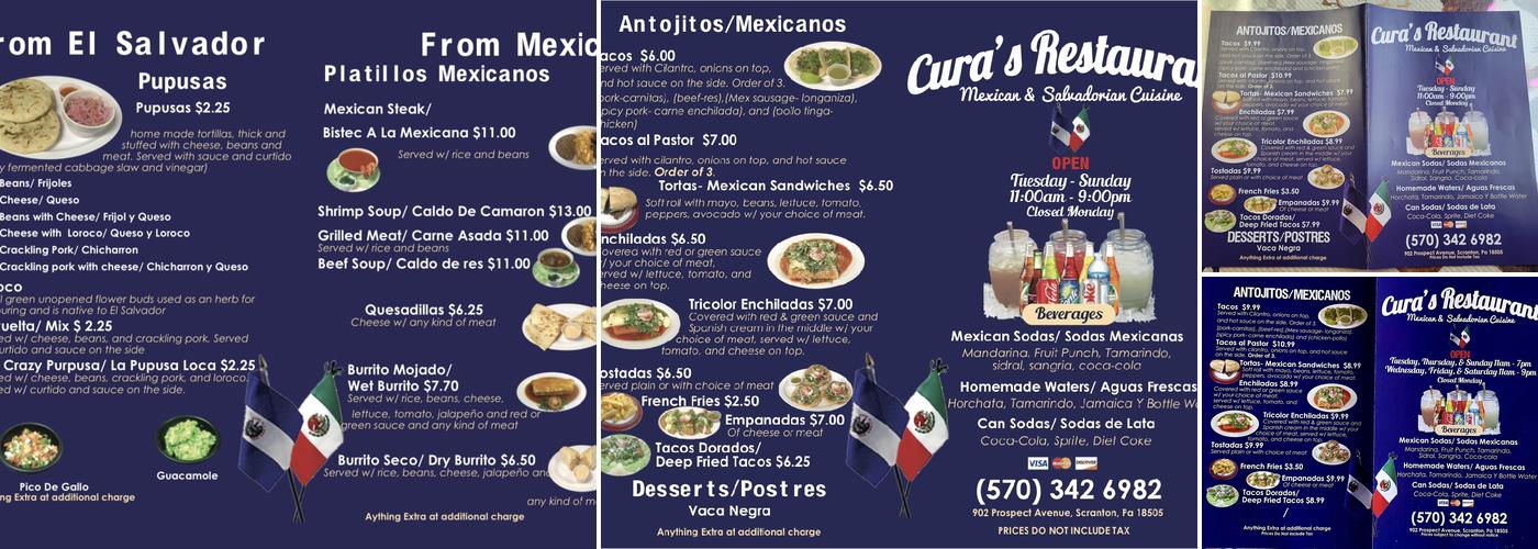 Cura’s Restaurant Menu