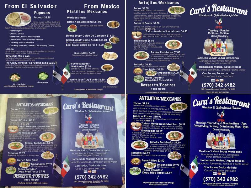 Cura’s Restaurant Menu