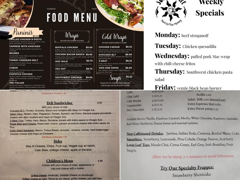 Sundog Cafe Menu
