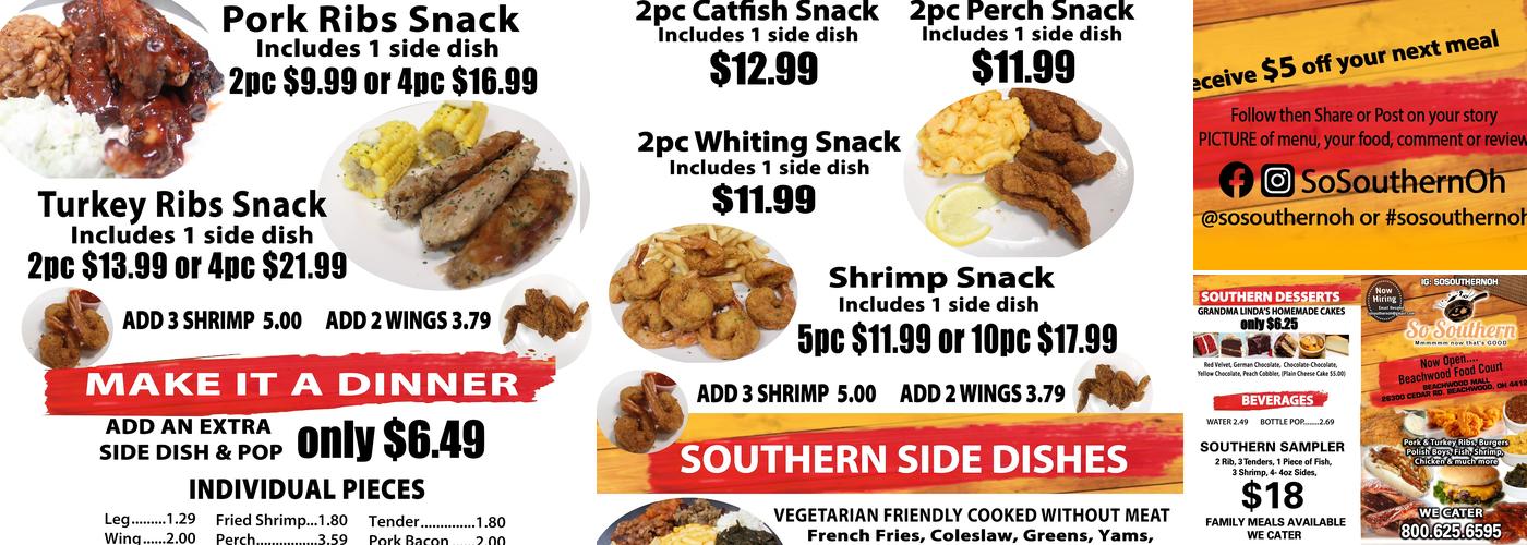 So Southern Menu