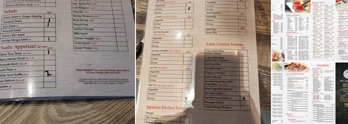 Hiro Asian Bistro Menu