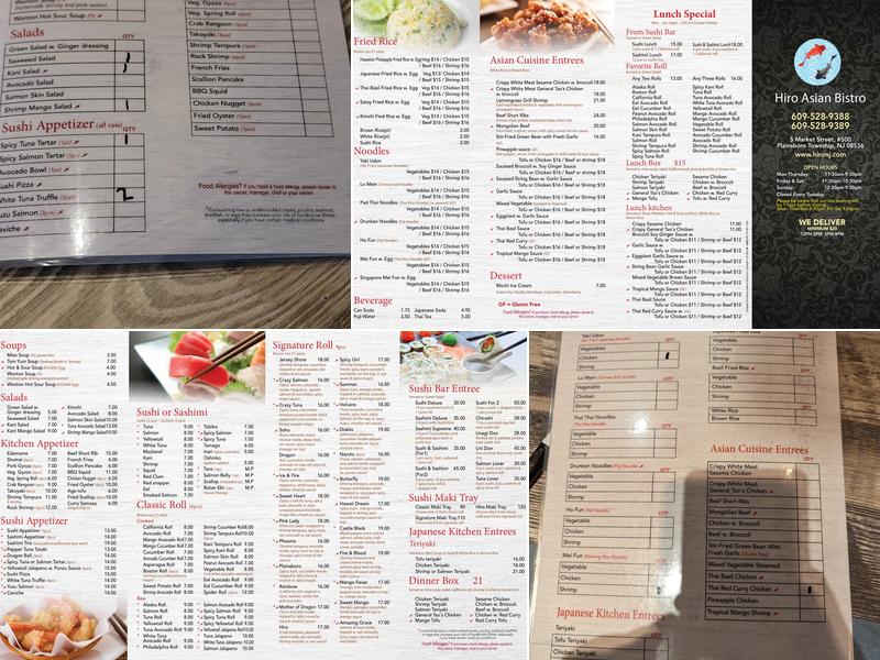 Hiro Asian Bistro Menu