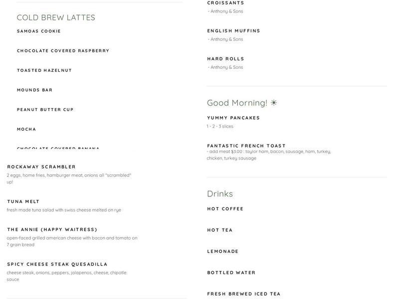 Arico's Riverside Shop Menu