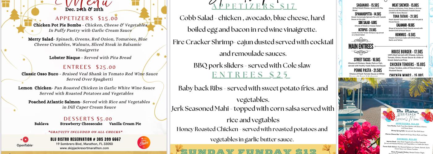 Blu Bistro Menu