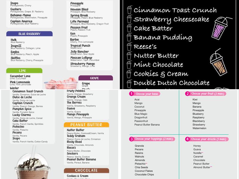 Inspo Nutrition Menu