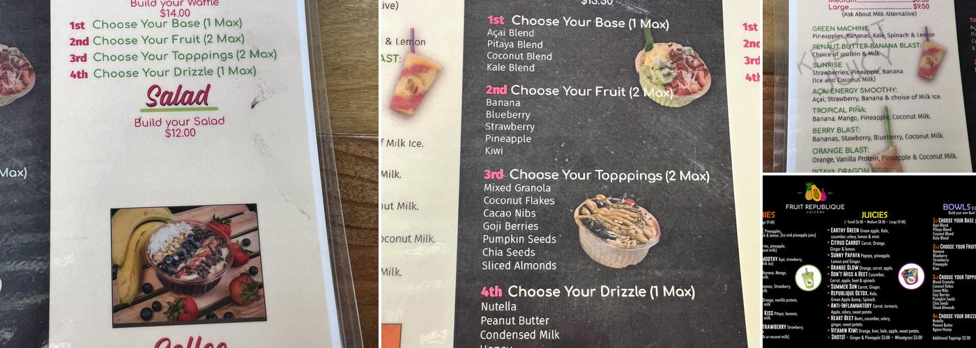 Fruit Republique Juicery Menu