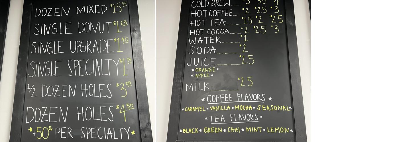Blossim Donuts Menu