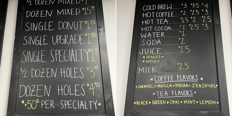 Blossim Donuts Menu