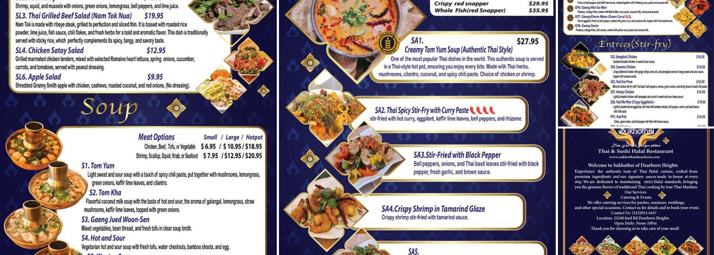 Sukhothai of Dearborn Heights Menu
