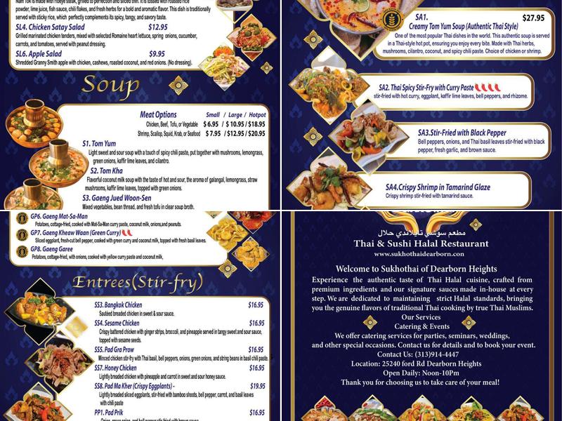 Sukhothai of Dearborn Heights Menu
