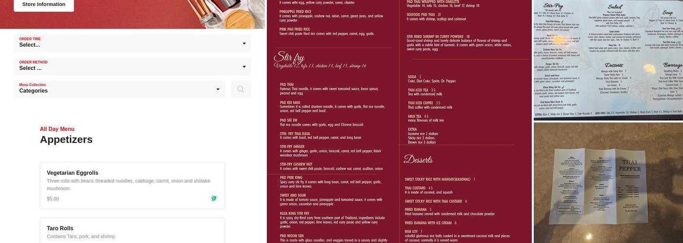 Thai Pepper Menu