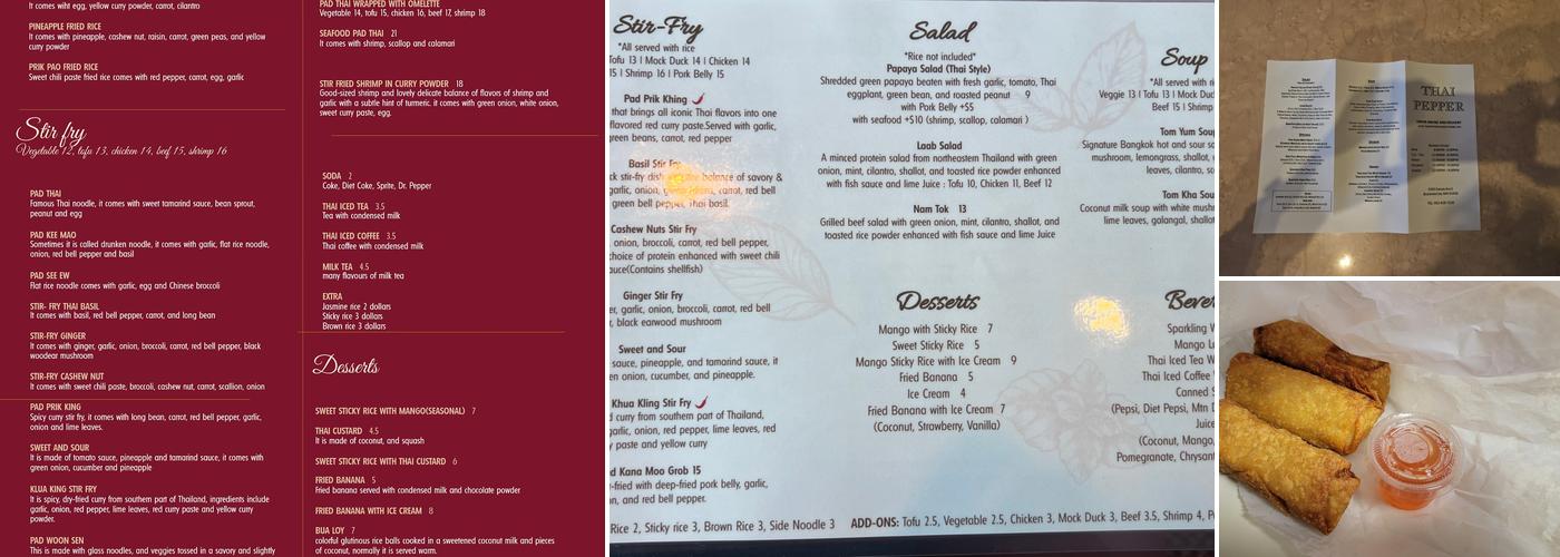 Thai Pepper Menu
