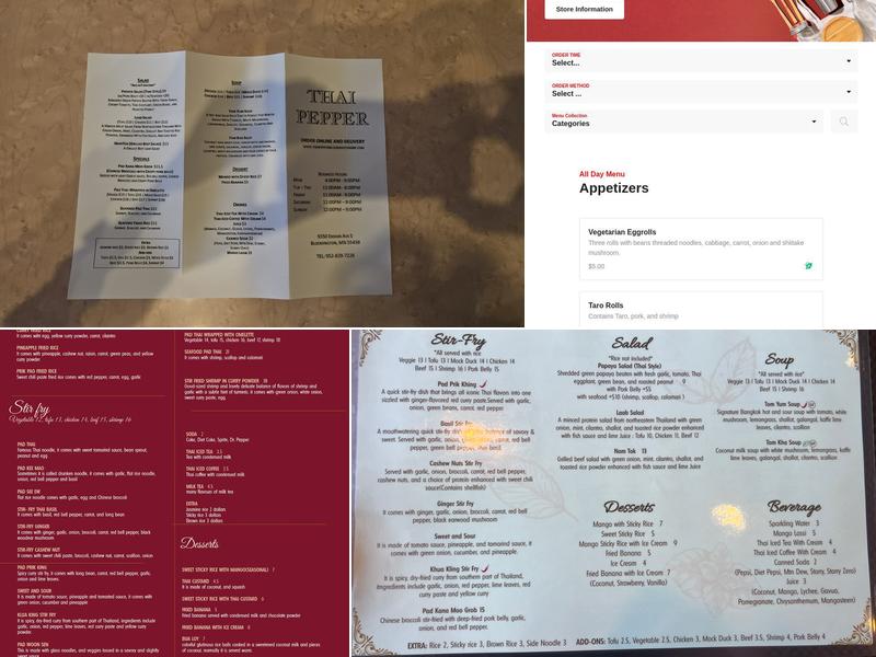 Thai Pepper Menu