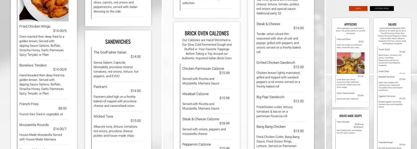 Hopedale Pizza Market Menu