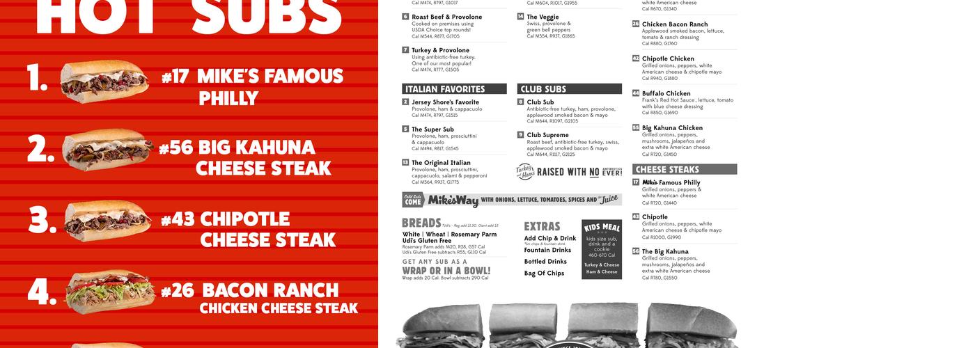 Jersey Mike's Subs Menu