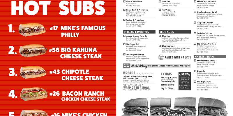 Jersey Mike's Subs Menu