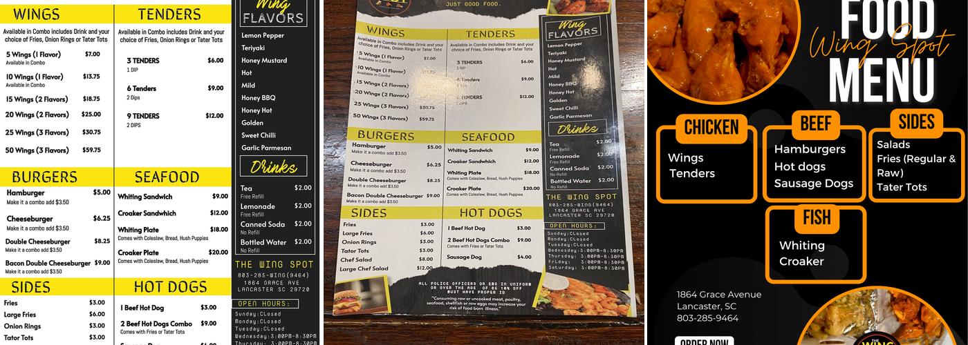 The Wing Spot Menu