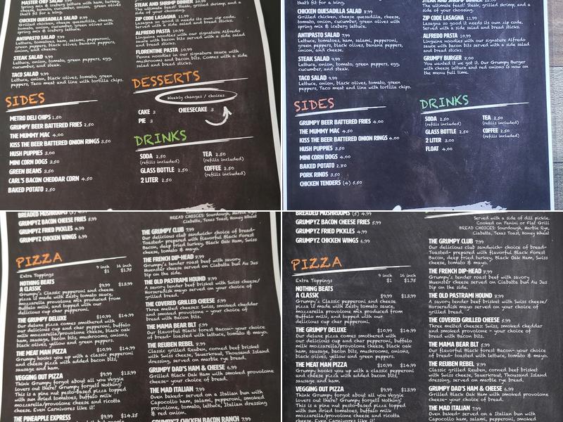 Grumpyz Pizza and Deli Menu