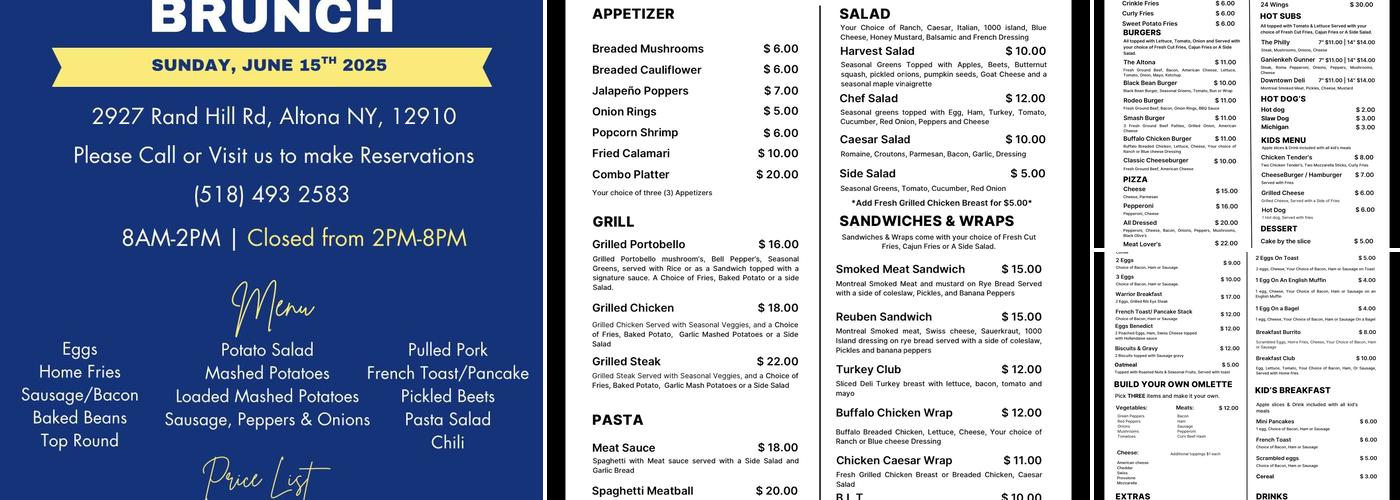 The 19th Hole Restaurant Menu