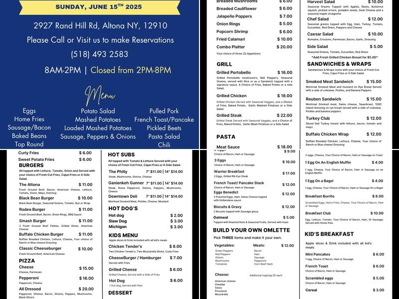 The 19th Hole Restaurant Menu