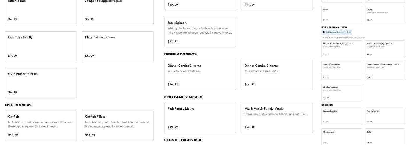 Sharks Fish & Chicken Menu