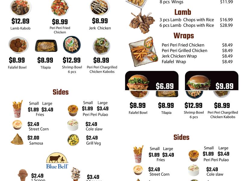 Peri Peri Chicken Menu