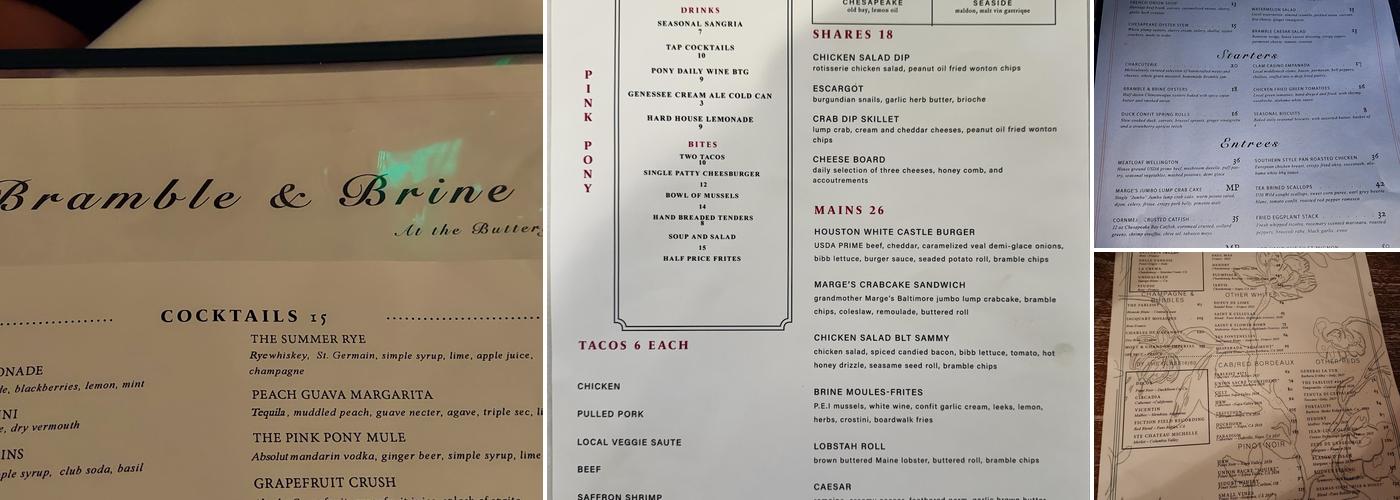 Bramble & Brine at the Buttery Menu