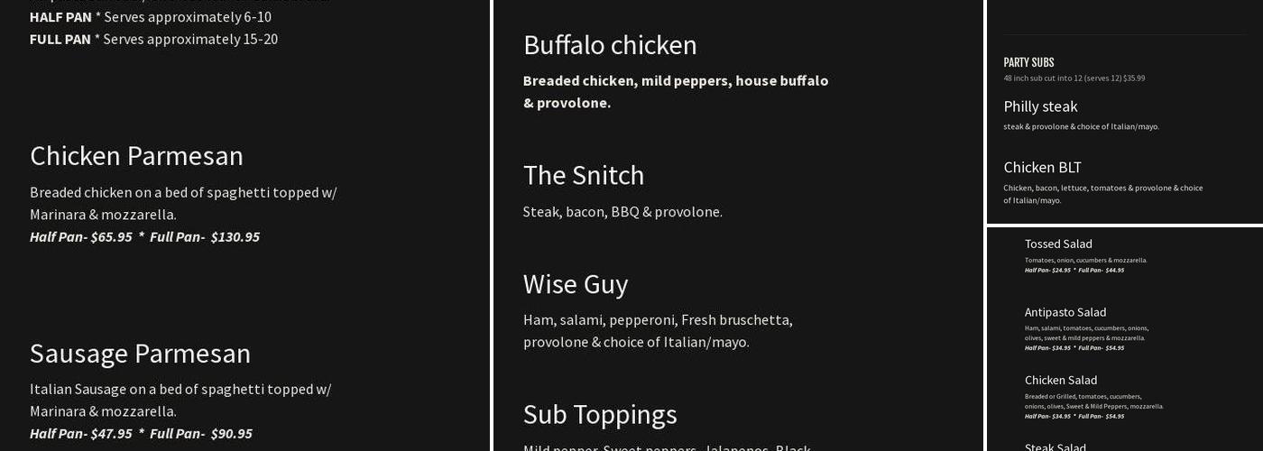 Coalpatch Pizza Menu